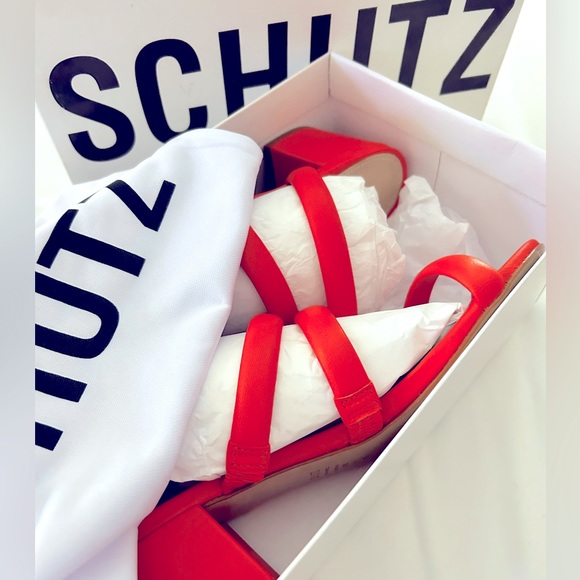 Women’s Leather Sandal Schutz with Dust Bag NIB 8.5 Heel Shoes NWT - Picture 2 of 11